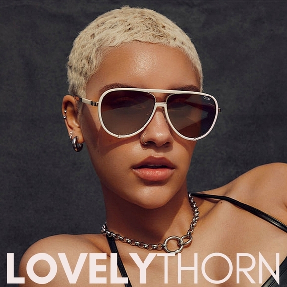 QUAY // ltd ed luxe combination white/gold frames brown polarized lens aviators - Picture 11 of 16